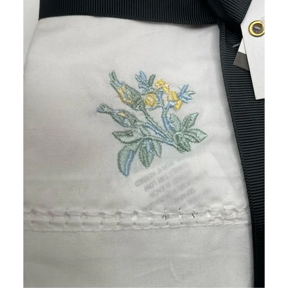 8 Park Lane Dinner Napkins Embroidered Flowers 2 Sets of 4 White Blue Yellow